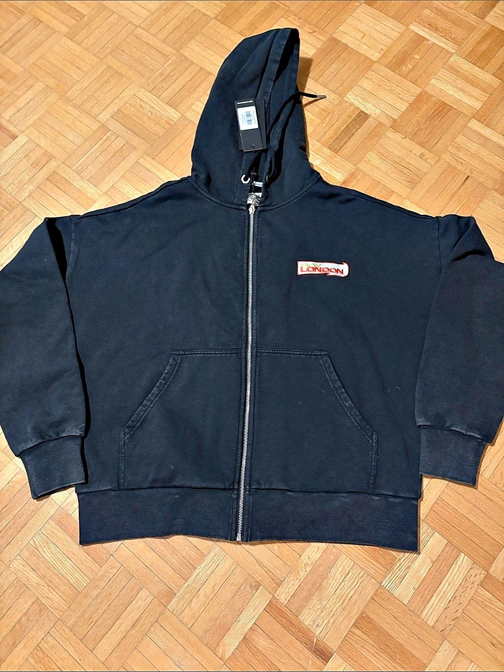 Boy London Zip Hoodie Graphic in Black Size Medium NWT